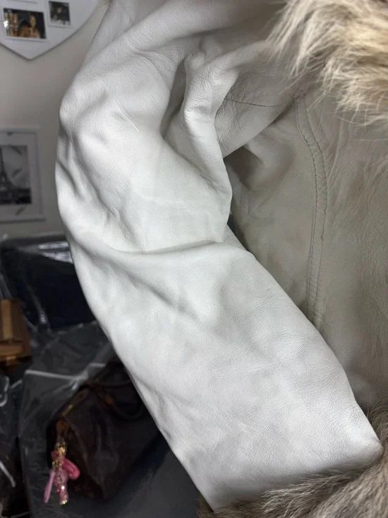 Lux Genuine Fox Fur & White Leather Vintage Jacket - Picture 16 of 16